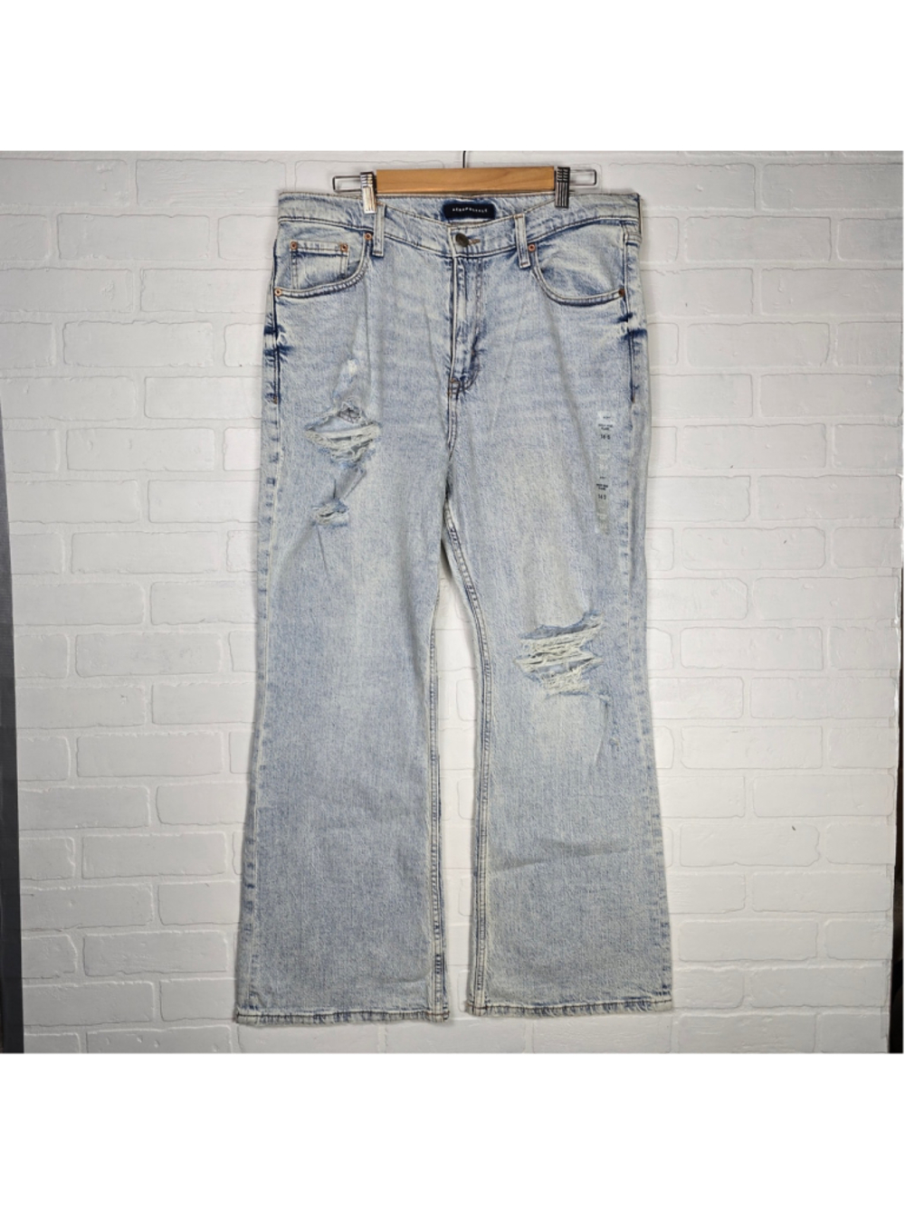 Women's Aeropostale High Rise Distressed Flare Jeans Light Blue Size 16 Short